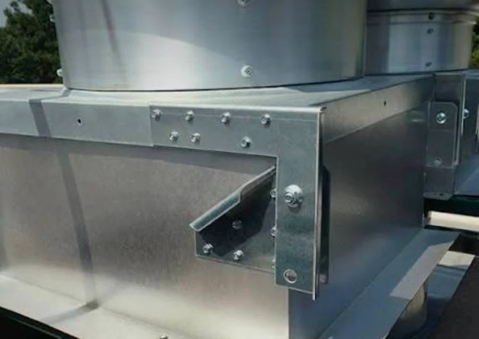 Representative commercial rooftop exhaust fan access hardware; not a Tampa customer location